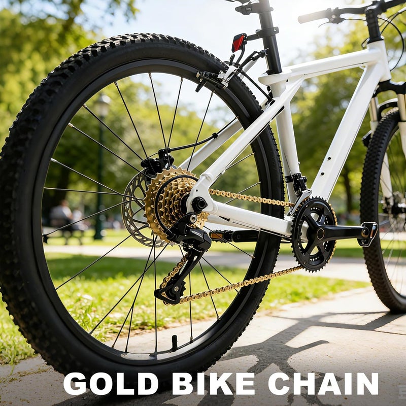 RainFlowwer 6/7/8/9/10/11/12 Speed Bike Chain – High-Strength, Durable & Smooth-Shifting for Road/Mountain Bikes (Gold-10-Speed) - Image 2